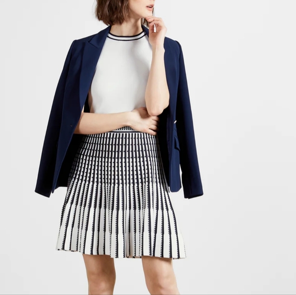 Ted Baker Eastyn Black & White Knitted Pleated Skirt Dress 5 - Picture 1 of 9